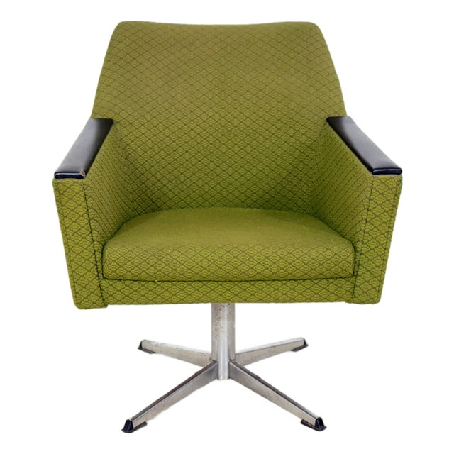 Mid-Century Green Swivel Armchair For Sale