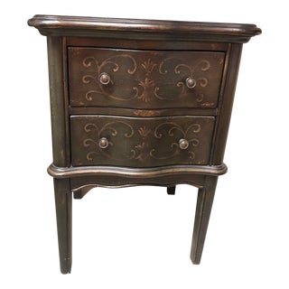 Thomasville Painted Chest with Rounded Corners and Two Pull Out Drawers Decorative Hardware For Sale