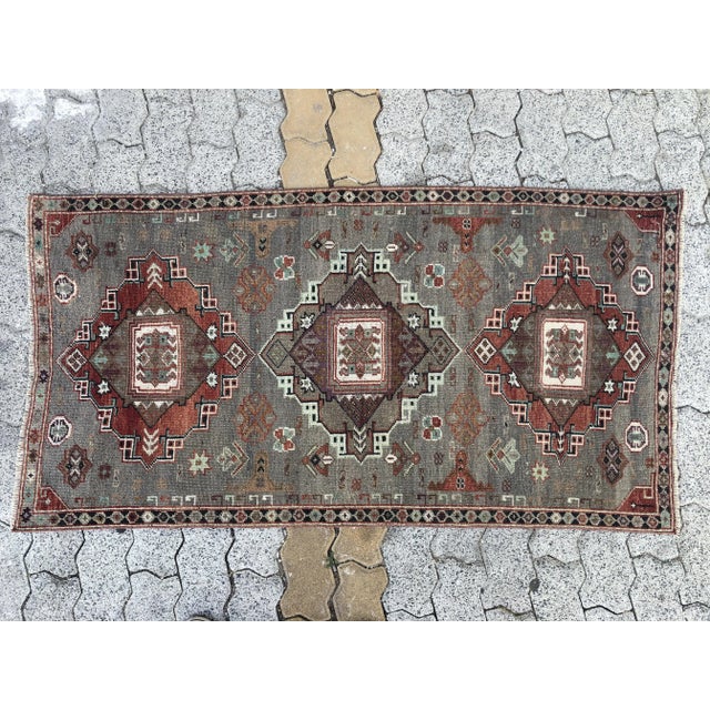 Brown Handmade Nomadic Floor Small Rug For Sale - Image 8 of 11