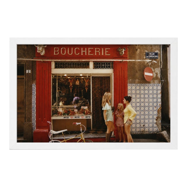 Framed Original Saint Tropez Boucherie Print by Slim Aarons40x30 For Sale