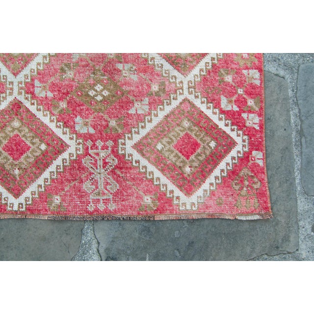 Tribal 1960s Vintage Kurdish Diamond Tribal Wool Hand-Knotted Runner For Sale - Image 3 of 11