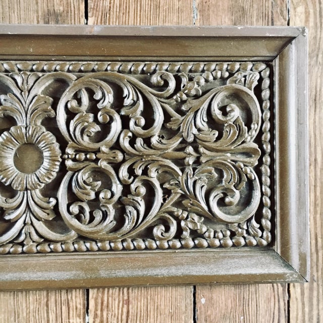 This ornately carved oak architectural frieze is most likely from a fireplace mantel or paneled room. The piece has been...