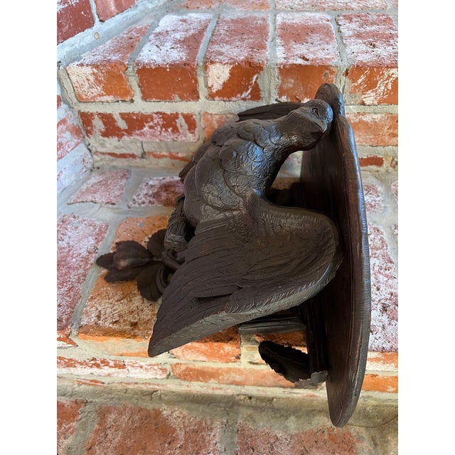 Wood Antique French Wall Shelf Corbel Carved Eagle Black Forest Statue Wood C1880 For Sale - Image 7 of 12