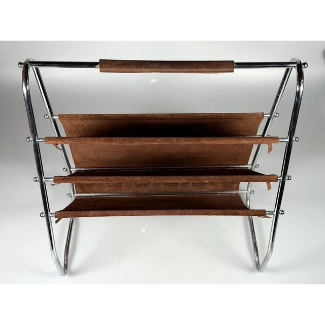 Mid-Century Magazine Stand in Metal and Leather, 1960s-1970s For Sale - Image 15 of 18