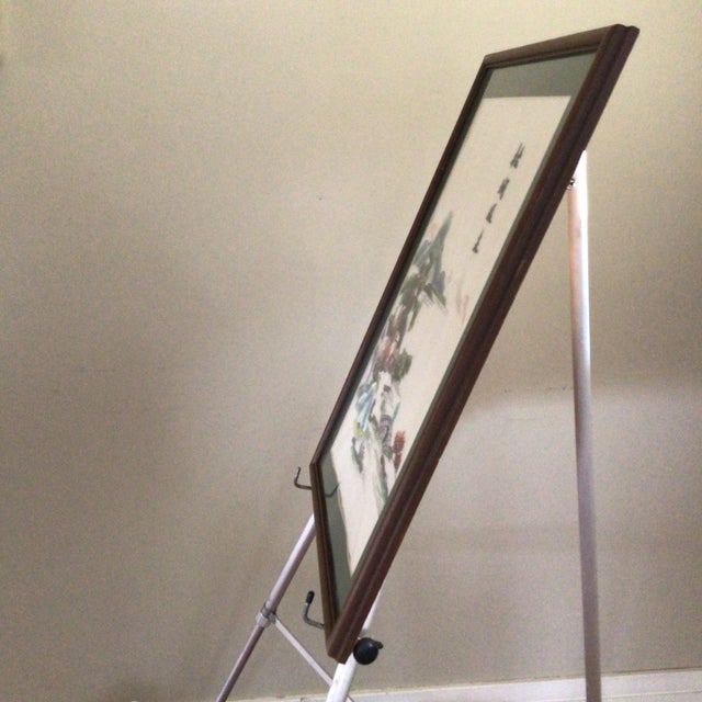 Well done silk embroidery landscape river scene. Professionally Framed ready to hang.