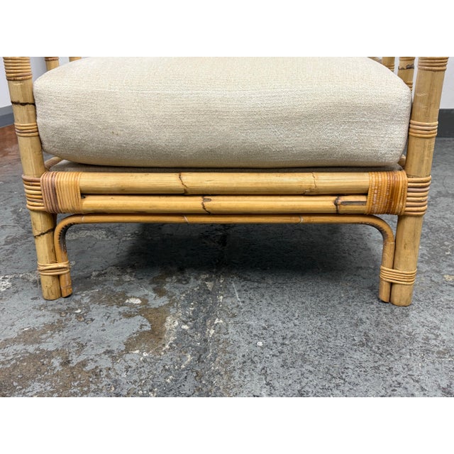 Vivai Del Sud for Wicker Works Italian Bamboo Armchair + Ottoman, Vintage For Sale - Image 11 of 12