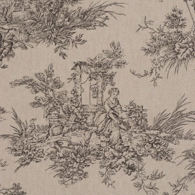 Not Yet Made - Made To Order Marie Toile De Jouy Black on Linen Fabric - Sample For Sale - Image 5 of 5