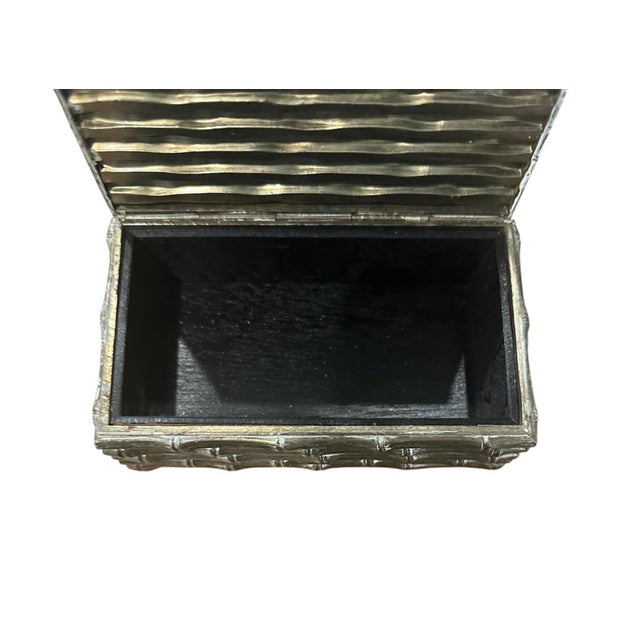 Metal Vintage French Petite Silver Plated Faux Bamboo Box / Container, Manner of Maison Bagues, Circa 1960 For Sale - Image 7 of 8