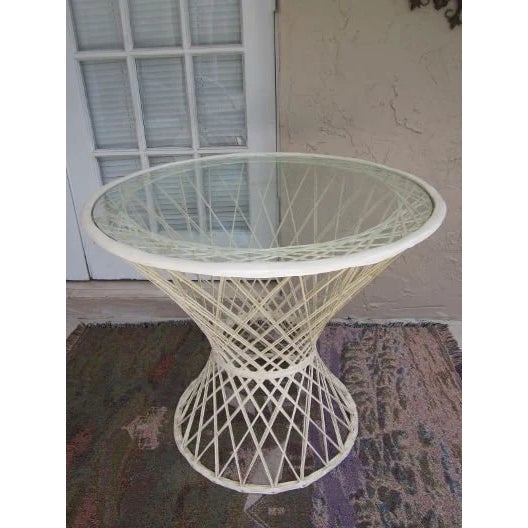 Vintage Patio Set Spun Fiberglass Russell Woodard Style Cushions, 5 Pieces For Sale In Naples, FL - Image 6 of 11