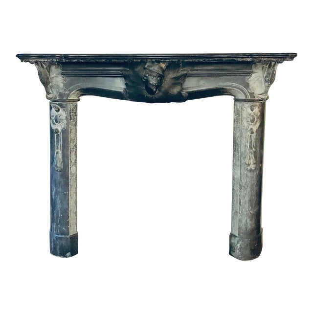 Early 20th C. Austrian Hunting Black Slate Mantel For Sale