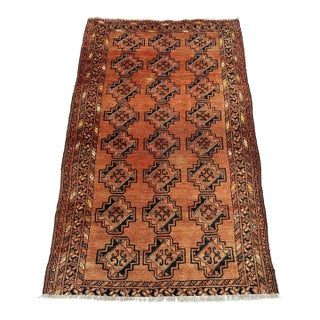 Rust Jowal Gul Hand-Knotted Wool Rug - 6'3" X 3'11" For Sale
