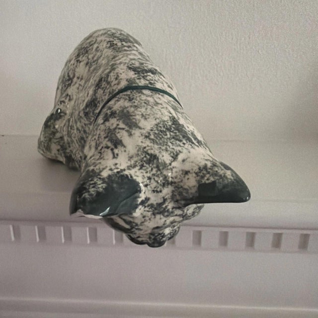 Figurative 1970s Cute Mottled Green, Spongewear Ceramic Cat Statue For Sale - Image 3 of 5