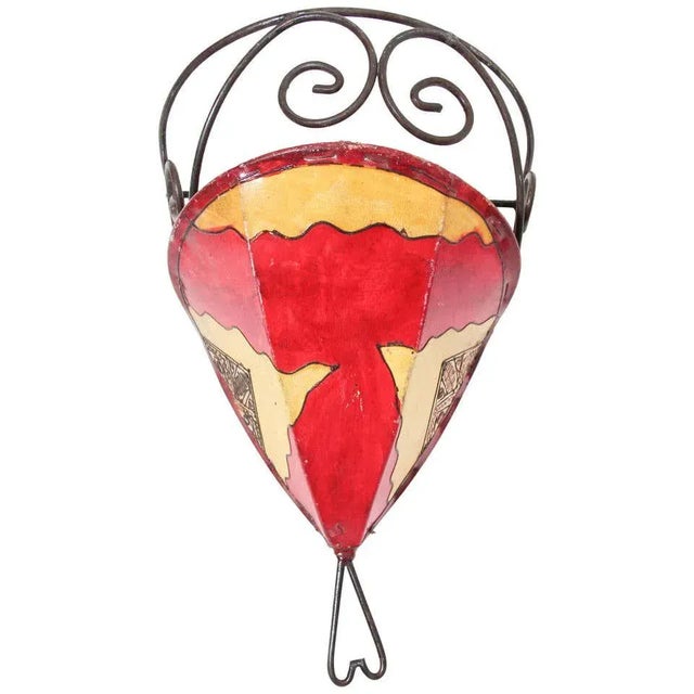 Vintage Parchment Moroccan African Tribal Art Wall Sconce For Sale - Image 9 of 9