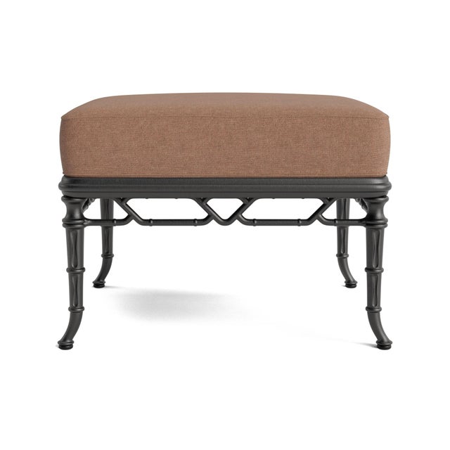 Contemporary Brown Jordan Calcutta Ottoman, Textured Pewter frame with Fusion Clay fabric For Sale - Image 3 of 11