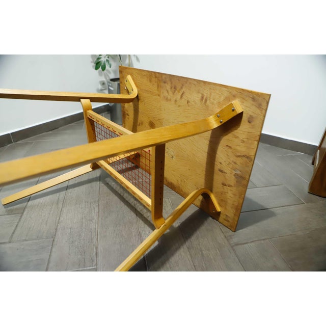 Brussels Table with Red Woven Shelf by Dřevopodnik Holešov, 1960s For Sale - Image 12 of 14