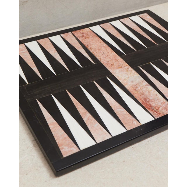 Stone Large Pink Marble Inlay Backgammon Game Board For Sale - Image 7 of 10