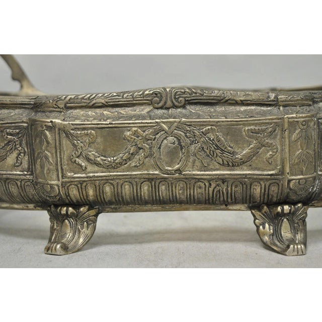 Vintage French Louis XVI Baroque Style Bronze Planter Centerpiece Bowl Dish For Sale - Image 4 of 18