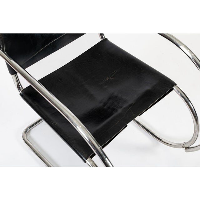 Bauhaus Mr20 Black Leather Arm Chairs by Mies Van Der Rohe for Knoll, 1979 For Sale - Image 11 of 13
