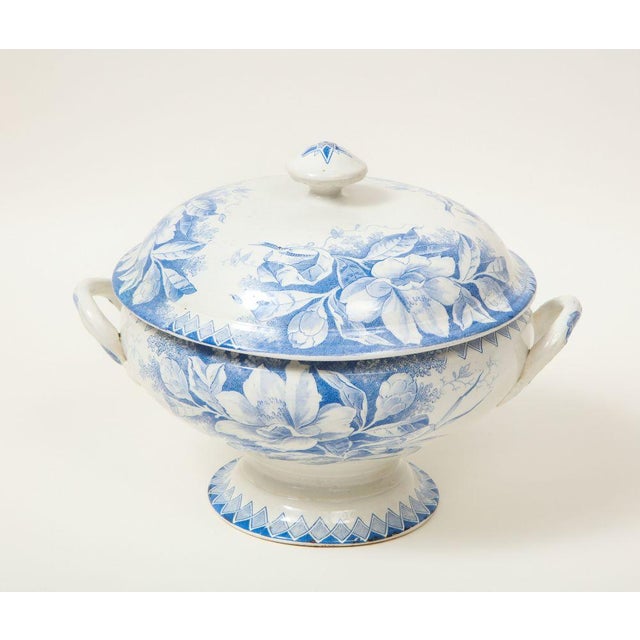 Late 19th Century Traditional Creil-Montereau Blue and White Faience Transferware Covered Tureen For Sale - Image 9 of 11