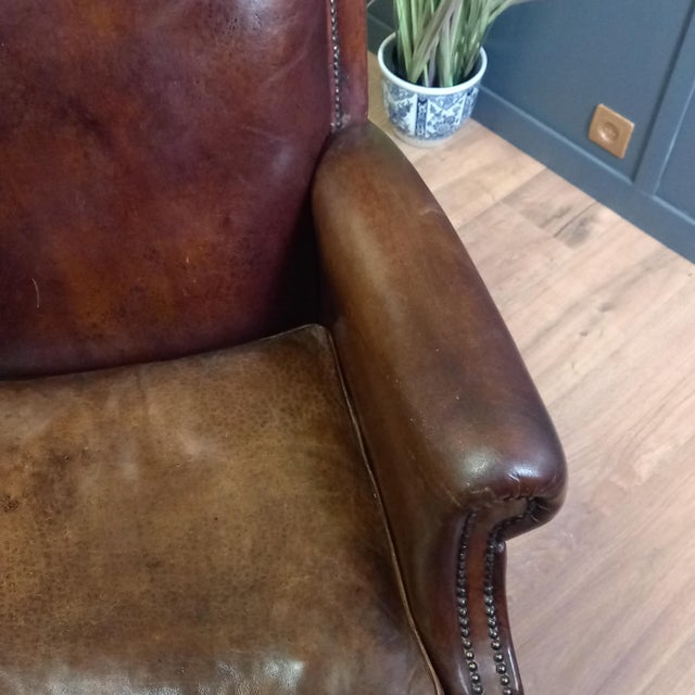 Animal Skin Art Deco Sheep Leather Club Armchair, 1950s For Sale - Image 7 of 15
