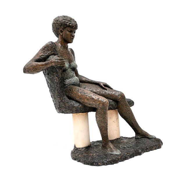 Mid-Century Modern Vintage Sculpture of Nude Woman on a Bench by A. Altmann For Sale - Image 3 of 10
