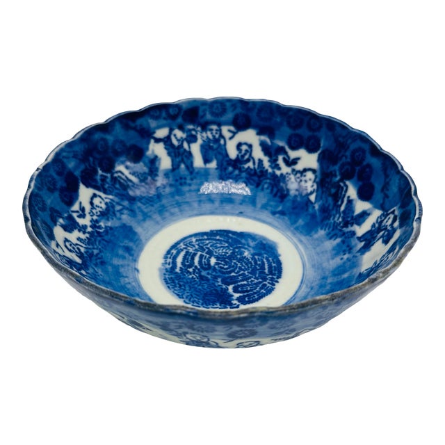 Antique Blue and White Chinoiserie Bowl For Sale