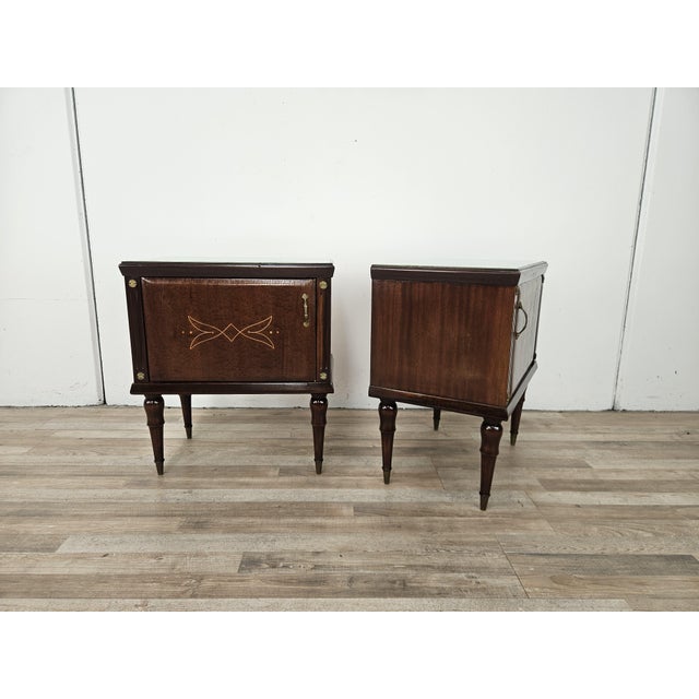 Vintage Oak Bedside Tables with Glass Tops, 1960, Set of 2 For Sale - Image 3 of 18