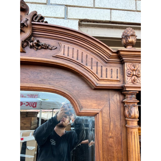 French 19th Century Louis XIII Walnut Château Wall Mirror For Sale - Image 11 of 12