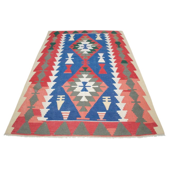 1980s 1980s Turkish Kilim Rug Flat Weave Vintage Area Rug For Sale - Image 5 of 11