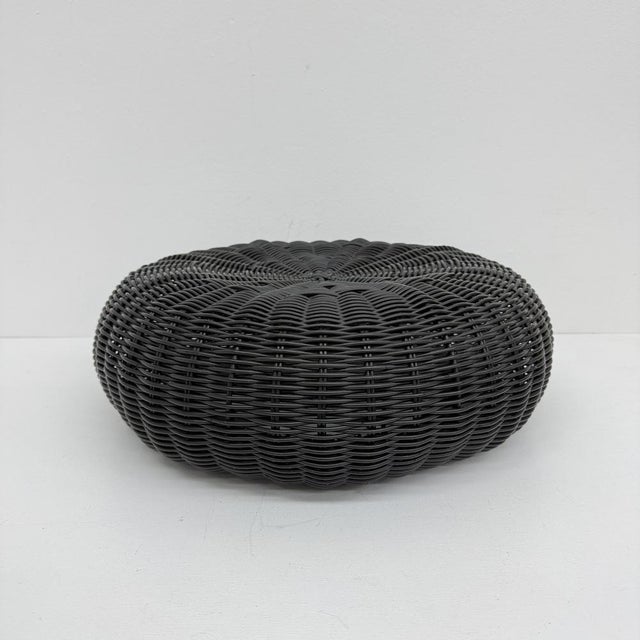 Vintage Round Black Woven Plastic Ottoman from Ikea, 1980s For Sale - Image 12 of 18