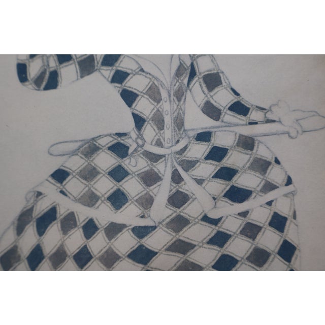 Blue Pair of Leon Bakst 1921 Harlequin Costume Color Lithographs, Silk Matted For Sale - Image 8 of 18