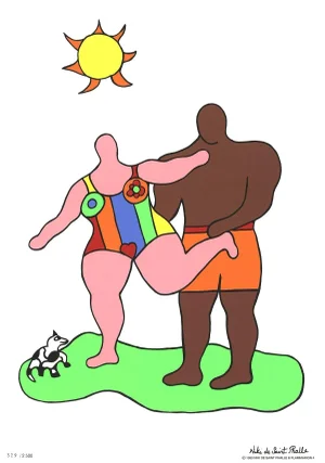 1999 Niki de Saint Phalle 'Sur la Plage II' Contemporary Multicolor, Pink, Brown, Orange, Green France Serigraph