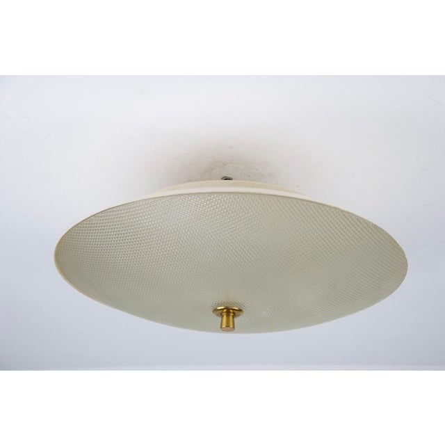 Metal Mid-Century Modern Round Brass and Glass Flush Mount from Stilnovo, Italy, 1960s For Sale - Image 7 of 9