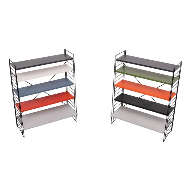 Free Standing Metal Colored Racks by A. D. Dekker for Tomado, Holland, 1960s, Set of 2 For Sale