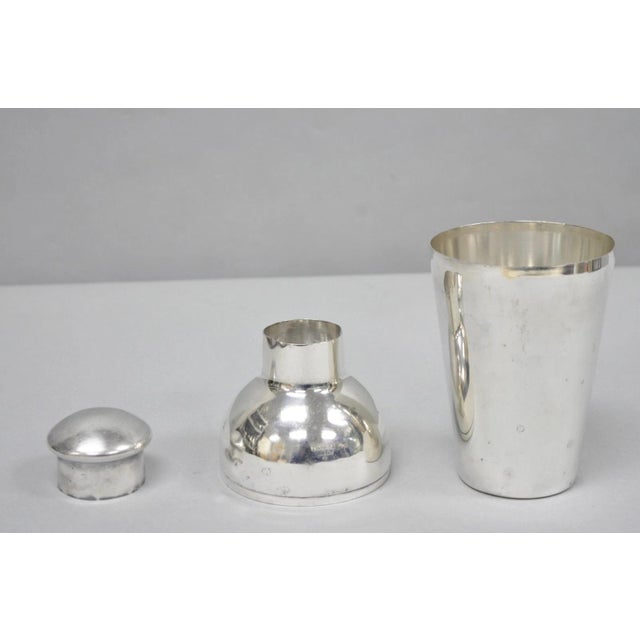 Vintage Wiskemann Belgium Art Deco Silver Plated Martini Cocktail Shaker Barware For Sale In Philadelphia - Image 6 of 16