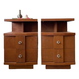 Restored Pair of "Titan" Nightstands by Kent Coffey For Sale
