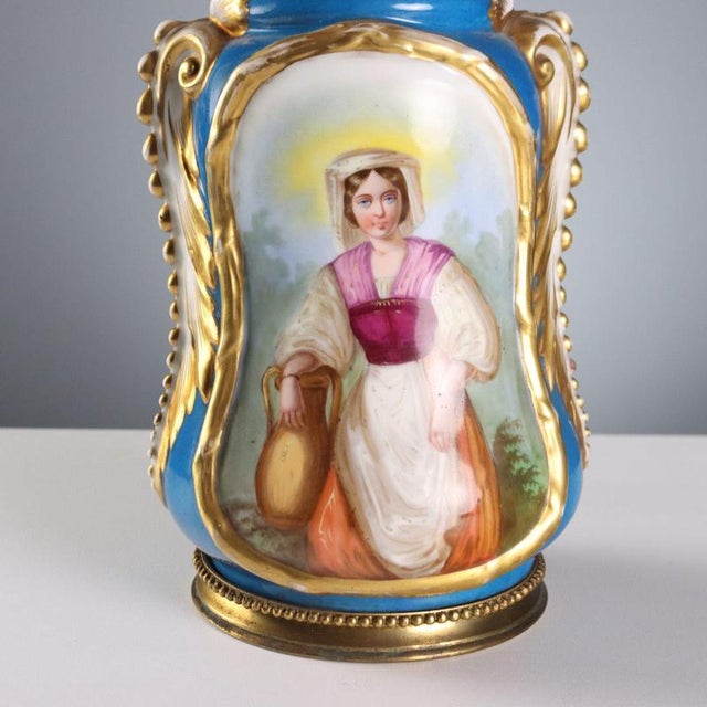 Painted Ceramic and Bronze Table Lamps, Set of 2 For Sale - Image 5 of 10