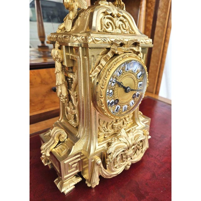 Louis XVI Pendulum in Gilded Bronze For Sale - Image 10 of 18