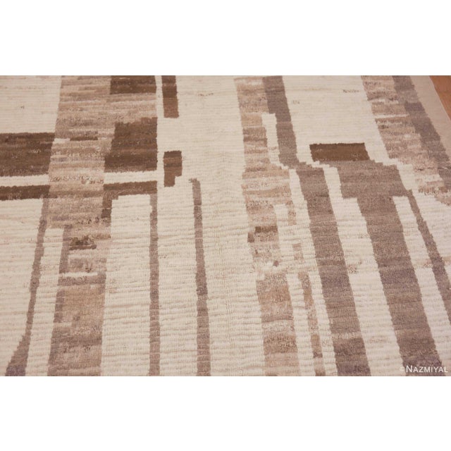 Warm Cozy Modern Neutral Tribal Contemporary Large Area Rug For Sale In New York - Image 6 of 8