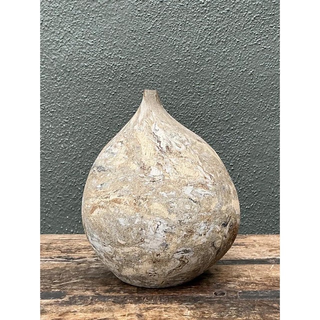 Vintage Textured Ceramic Pottery Vase For Sale - Image 10 of 12