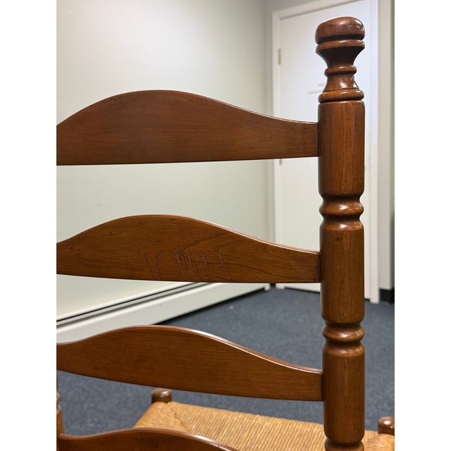 Set of 8 Solid Cherry Ladderback Rush Seat Dining Chairs - Attributed to Pennsylvania House For Sale - Image 9 of 12