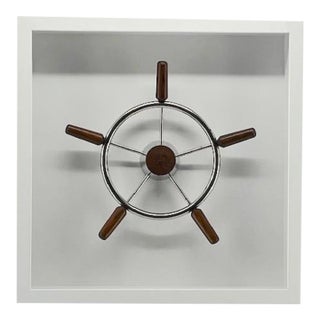 Vintage Chrome & Wood Ships Wheel For Sale