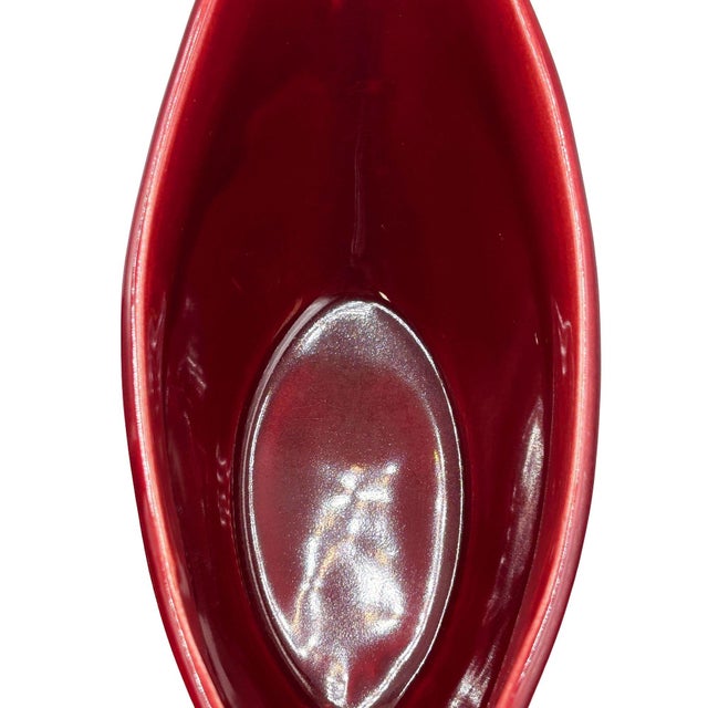 Ceramic 1950s Mid-Century Modern Burgundy "La Linda" Gravy Boat, Creamer, Salt Shaker Set by Bauer For Sale - Image 7 of 11