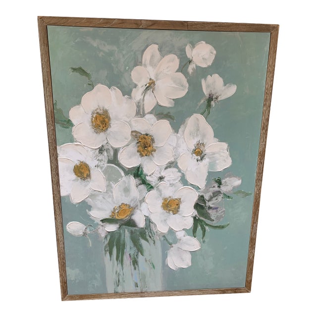 Large Framed Textured Floral Wall Art For Sale