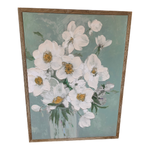 Large Framed Textured Floral Wall Art