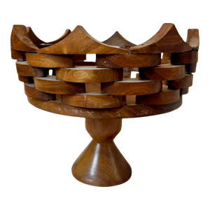 Basketweave Wooden Compote