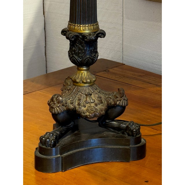 1920s French Empire Style Bronze Lamps - a Pair For Sale - Image 6 of 12