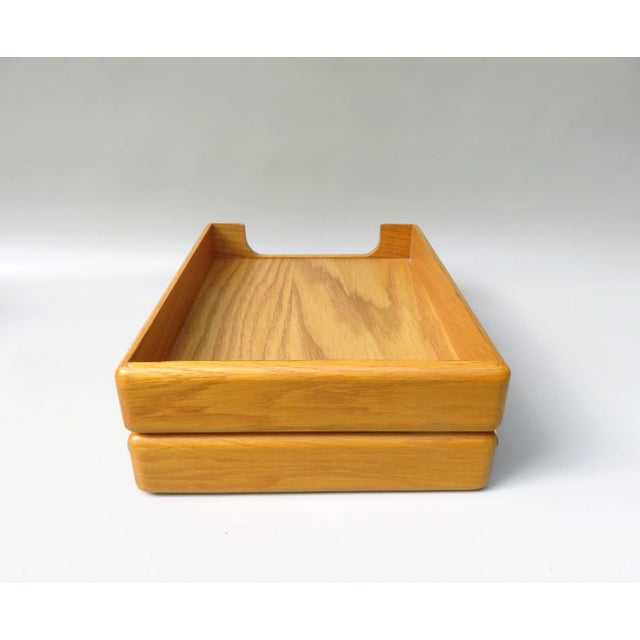 Beech & Brass Document Tray & Storage Box, 1960s For Sale - Image 6 of 14