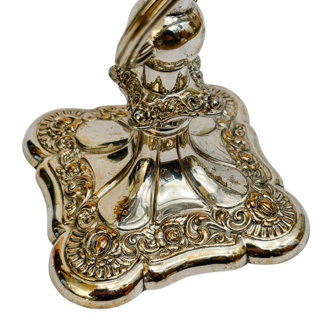 Antique Rococo Style Barker Ellis English Silver Plated 3-Arm Candelabras - A Pair For Sale - Image 14 of 14