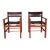 Late 20th Century Pair of Vintage Mid-Century Modern Leather and Wood Spanish/Safari Style Armchairs by Ligna For Sale